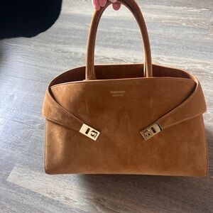 Salvatore Ferragamo Suede Hug Tote Tan